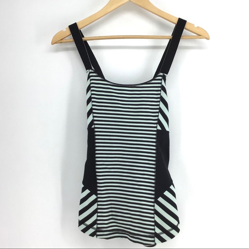 Lululemon Work It Out Mint Green Black Tank Top